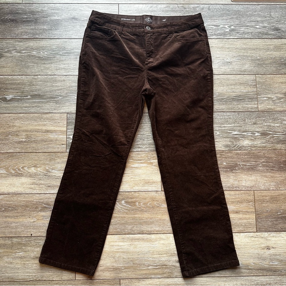 St John's Bay Dark Brown Velvet Feel Corduroy Pants size 16P‎ - Picture 12 of 12